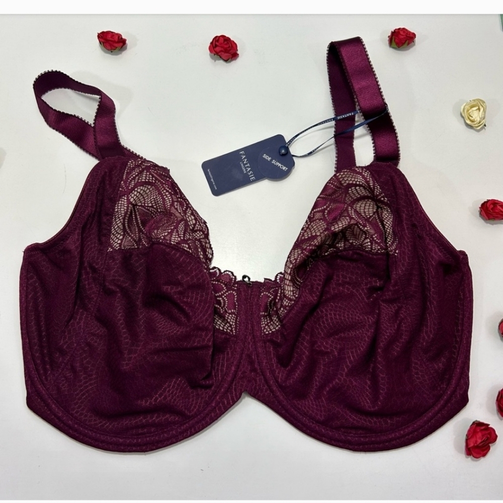Fantasie Black Cherry Lace Full Cup Non-Padded Underwire Bra 38K NWT